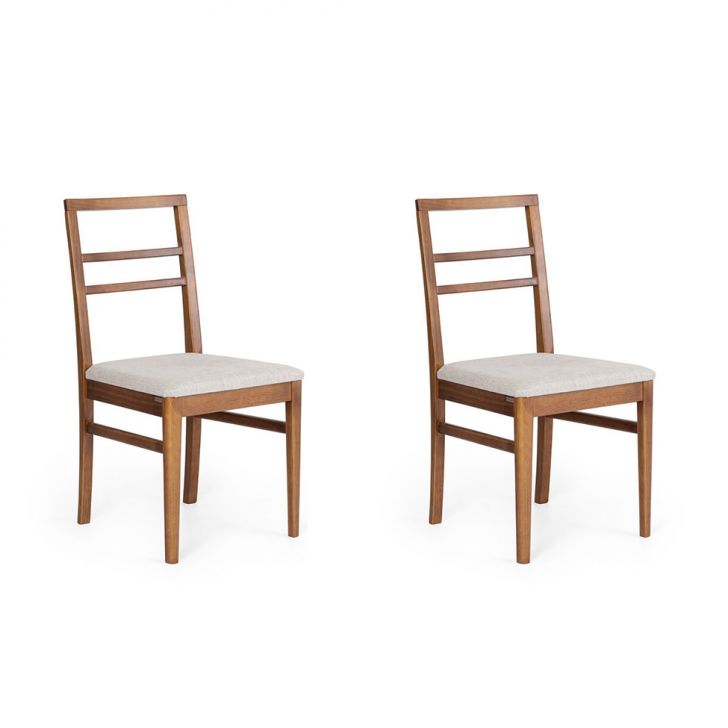 Conjunto com 2 Cadeiras Zuzu Linho Bege e Garapa