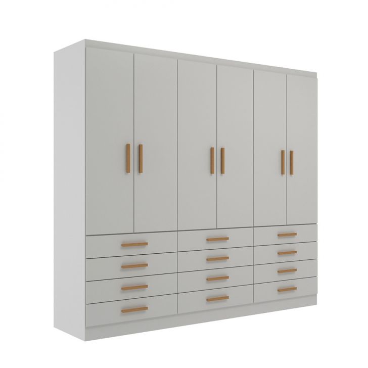 Guarda-roupa Casal New Monaco 6 Portas 12 Gavetas Branco