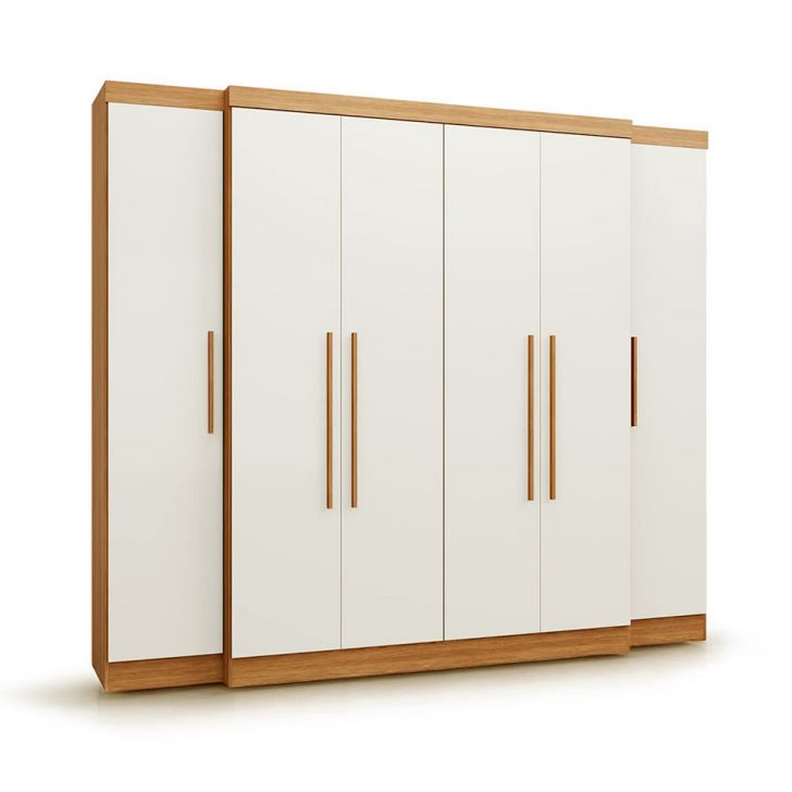 Guarda-roupa Casal Imperial 6 Portas 6 Gavetas Off White E Freijó