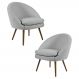 Kit 2 Poltronas Decorativas Pés Palito Rafa C-315 Linho Tressê Cinza Claro - Domi