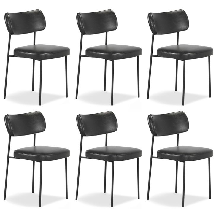 Cadeira de Jantar Estofada Kit 6 Milli A14 Sintético Preto - Mpozenato