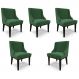 Kit 5 Cadeiras Decorativas Sala de Jantar Base Fixa de Madeira Firenze Veludo Verde/Preto G19 - Gran Belo