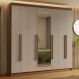 Guarda-Roupa Casal 8 Portas Batentes com Espelho Rustic/Crema/Rustic Saturno Madesa