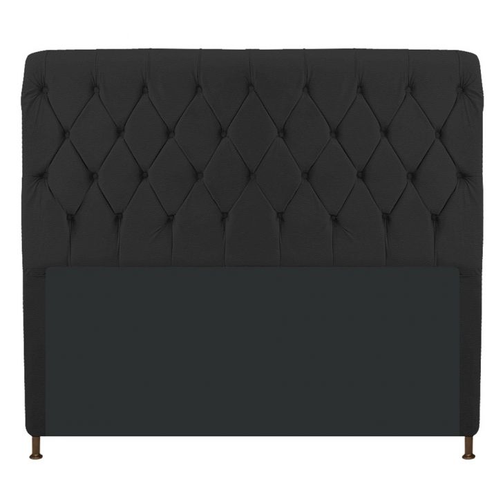 Cabeceira Estofada Cristal 140 cm Casal Com Capitonê Corano Preto- Amarena Móveis