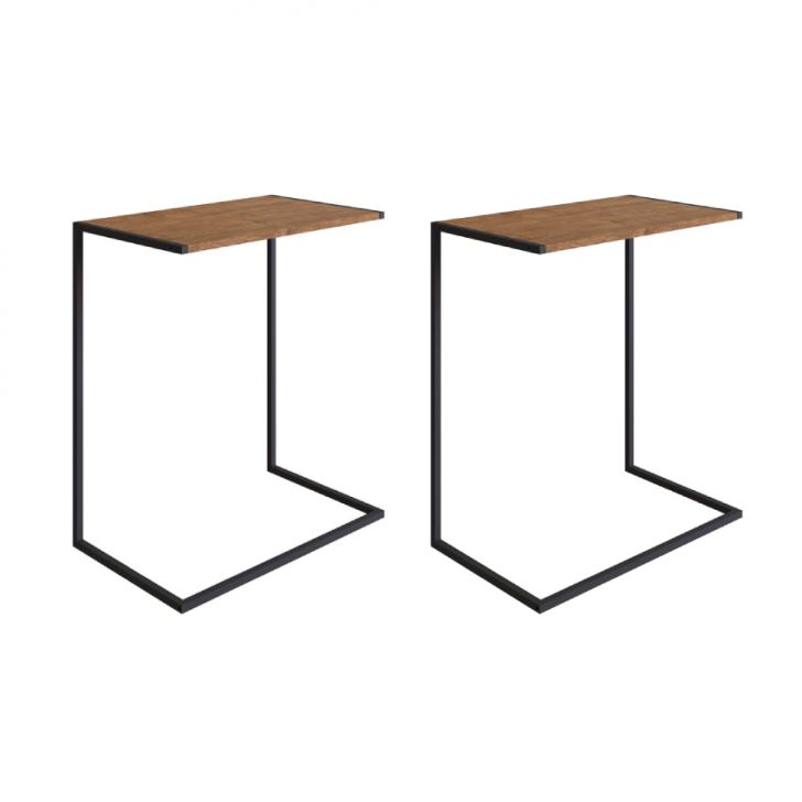 Conjunto com 2 Mesas Laterais Lake Vermont e Preto