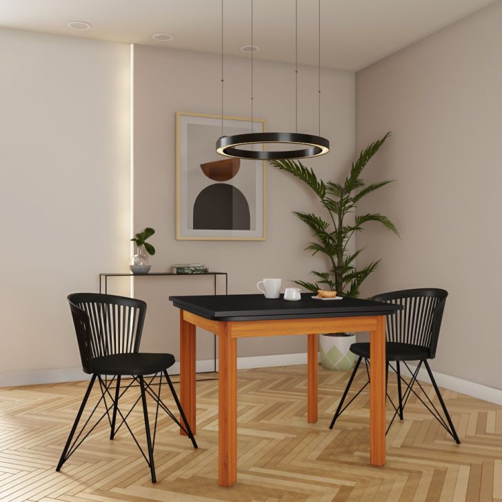 Mesa de Jantar Extensível Retangular Marea Preta e Castanho 151 cm