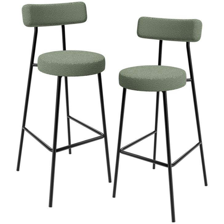 Kit 02 Banquetas Alta Bar Cozinha Sala De Jantar Estrutura Em Aço Milão L02 Bouclê Oliva - Lyam Decor