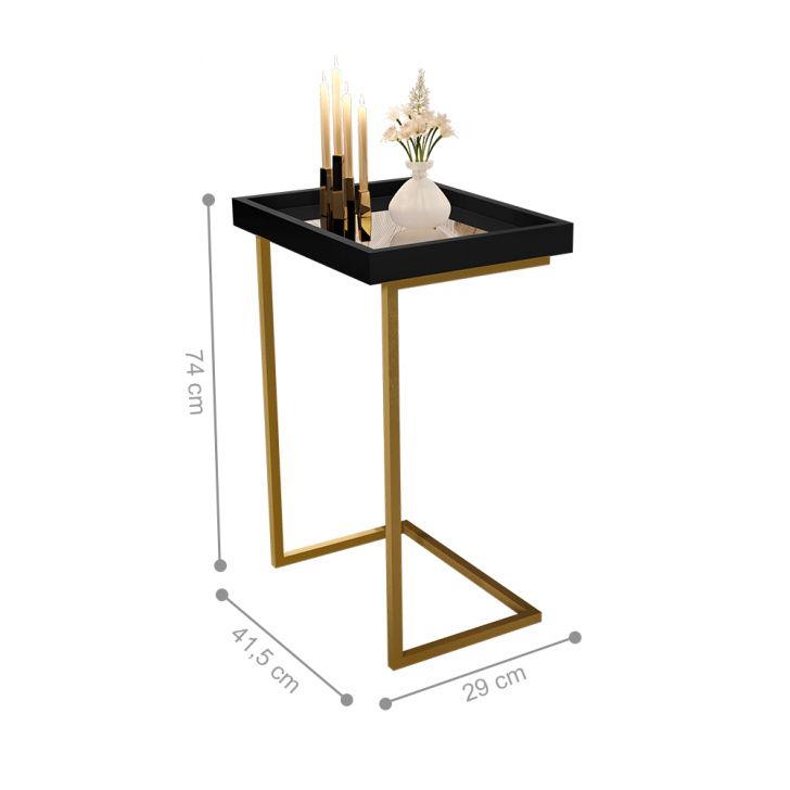 Mesa de Apoio Reggio Preto Pe Dourado