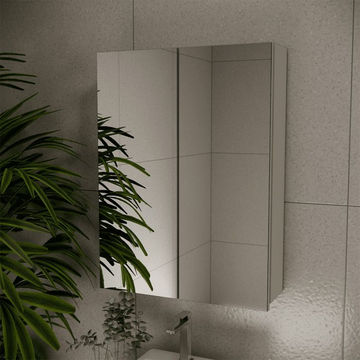 Armário de Banheiro com Espelho Nature 2 Portas Nude 60 cm