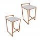 Conjunto 02 Banquetas Pietra Suede Cinza Base Cobre D'Rossi