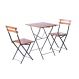 Conjunto Mesa Dobrável 60x60cm com 2 Cadeiras Ferro e Madeira Demolição Envernizada Natural
