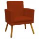 Poltrona Decorativa Para Sal, Manicure, Quartoa Nina Com Base Suede Terracota Pé Castanho - Clique E Decore