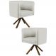 Kit 2 Poltronas Decorativas Base Giromad Madeira Betina C-107 Linho Cru - Domi