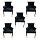 Kit 5 Cadeiras de Jantar Belford Veludo Preto Pés de Madeira Design Sofisticado G48 - Gran Belo