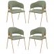 Conjunto 4 Cadeiras Veneza Bouclé Verde Oliva Metal Dourado