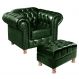 Kit Conjunto Poltrona Com Puff Chesterfield Capitonê Luís Xv - Couríssimo Verde