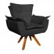 Poltrona Giratória Opala Suede Preto Base Madeira MM30 D'Rossi