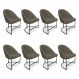 Kit 08 Cadeiras Poltrona de Jantar Bela Suede Marrom Rato Base Metálica Industrial Preto - Pallazio