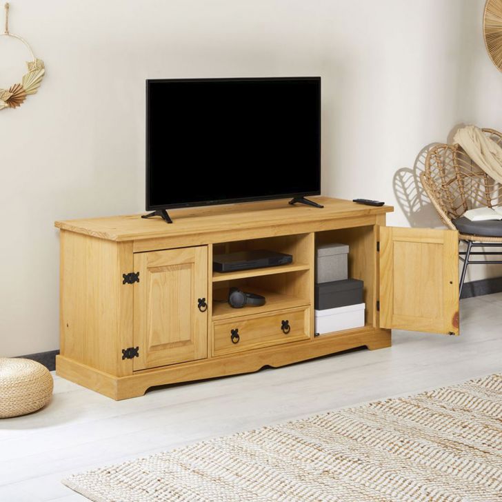 Rack TV Bancada Madeira 58 Polegadas 2 Portas Rústico