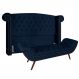 Cabeceira Cama Box Casal Queen 160cm Provença com Calçadeira Vêneto Z37 Veludo Azul Marinho - Mpozenato