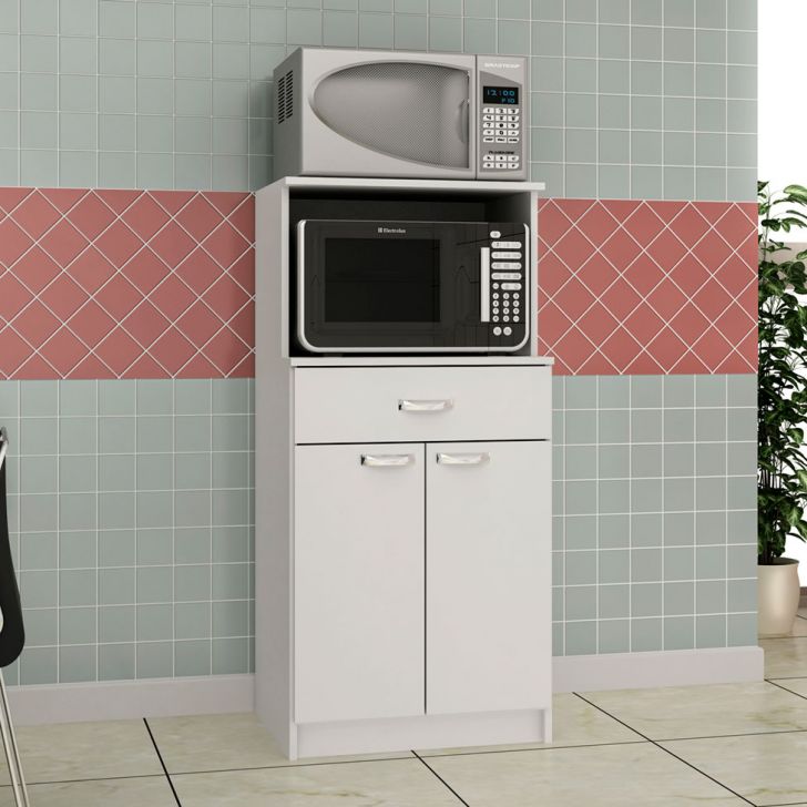 Armário para Micro-ondas Rogue 2 Portas 1 Gaveta Branco
