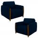Kit 2 Poltronas Decorativas para Sala de Estar 98cm Amaranto M22 Veludo Azul Marinho - Mpozenato