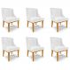 Kit 6 Cadeiras Decorativas Sala de Jantar Base Fixa de Madeira Firenze PU Branco Brilho/Castanho G19 - Gran Belo