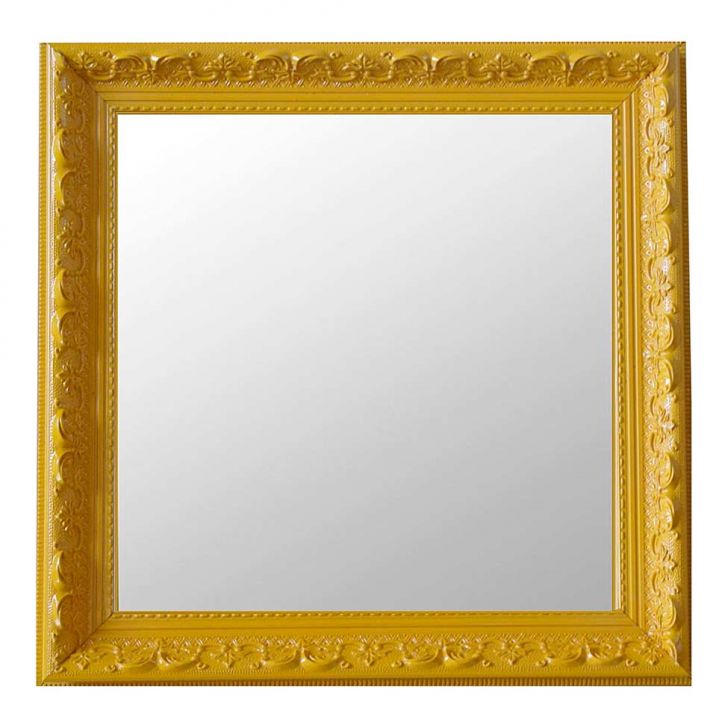 Espelho Moldura Rococó Raso 16368 Amarelo Art Shop