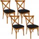Kit 04 Cadeiras Para Sala de Jantar e Estar Living Estofada Ávila L02 Suede Preto - Lyam