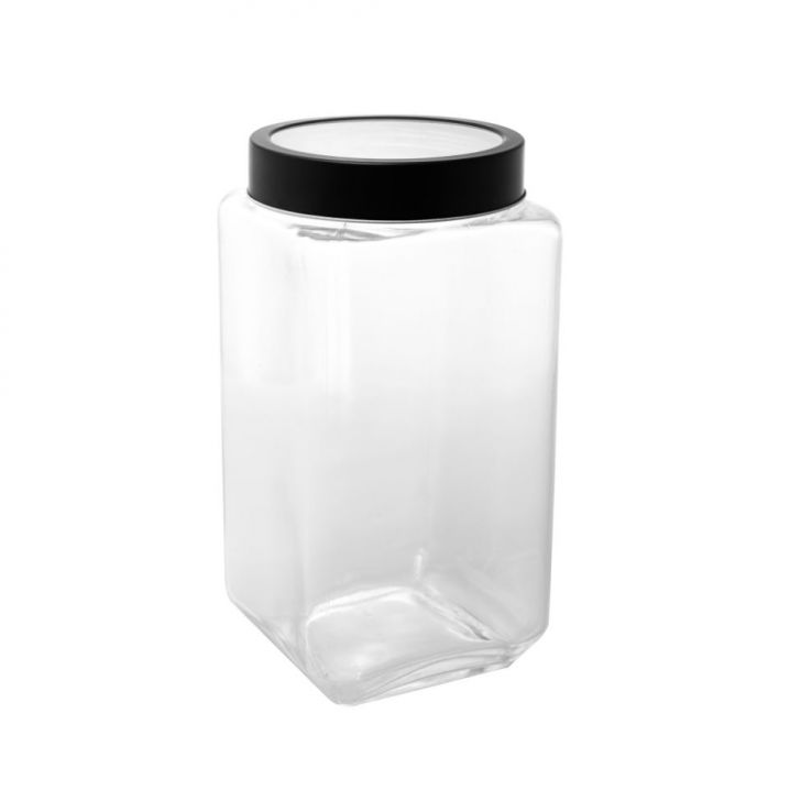 Pote de Mantimentos Gastro Transparente e Preto 2,2 L