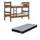 Kit Beliche De Solteiro Marrom com Escada Madeira Reforçada 100% Mdf + 1 Colchão de Espuma D28 Solteiro