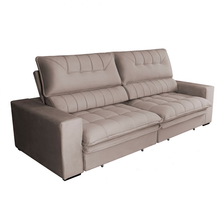 Image of Sofá 3 Lugares Retrátil E Reclinável Mustang Veludo Castanho 230 Cm PLA-MO895UP98CFPMOB