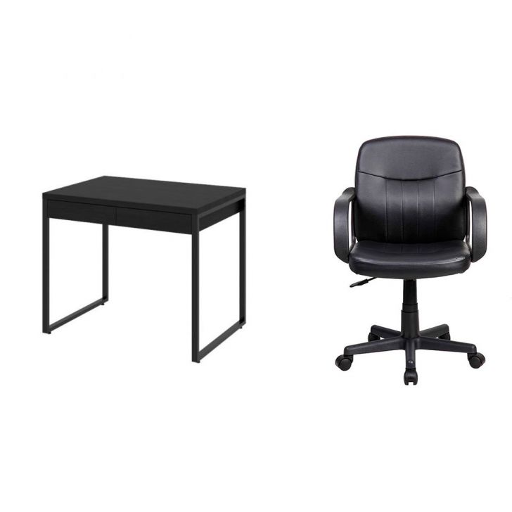 Conjunto de Mesa Kuadra 2 GV e com Cadeira de Escritório Secretária Giratória Clean Preta