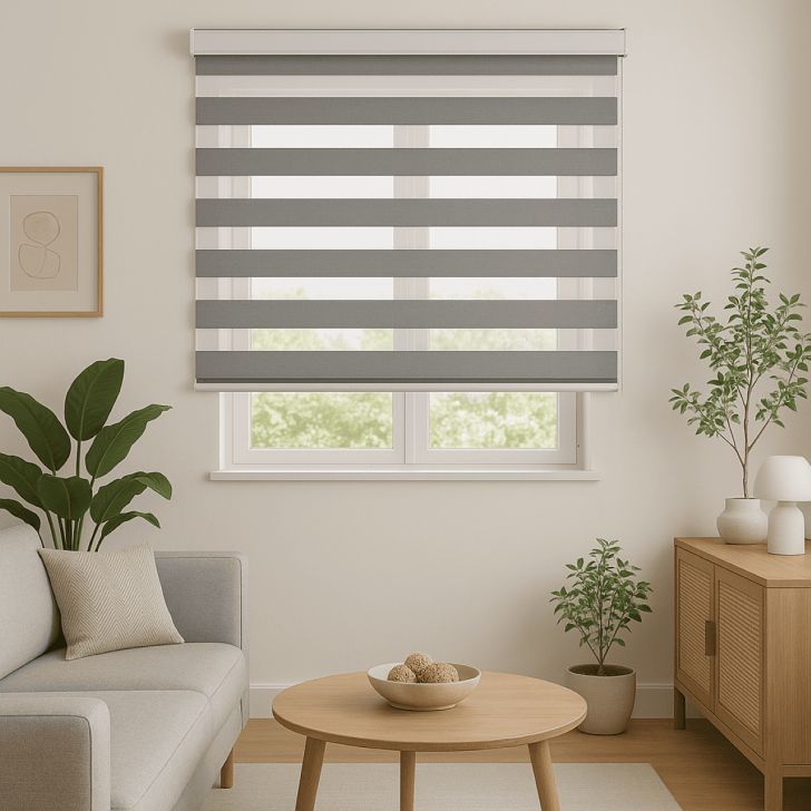 Persiana Rolo Double Vision Zebra 140larg x 160alt Cinza com bando