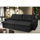 Sofá Austrália 3,12 Mts Retrátil, Reclinável Com Molas e Pillow no Assento Tecido Suede Preto - Cama InBox