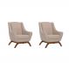 Conjunto com 2 Poltronas Juliet Linho Aveia e Madeira