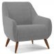 Poltrona Decorativa Fixa Pés de Madeira Paloma D02 Veludo Cinza C-317 - Lyam Decor