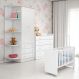 Conjunto Infantil Aurora Branco: Berço Aurora + Kit Rodízios + Cômoda Aurora + Guarda-Roupa Aurora