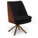 Poltrona Decorativa Base Giratória Pérsia D02 Veludo Preto C-300 Corano Marrom B-38 - Lyam Decor