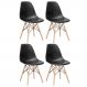 Kit 4 cadeiras Charles Eames Eiffel DSW com pés de madeira clara Preto
