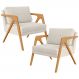 Kit 02 Poltronas Decorativas Sala Estar Pietra Estrutura De Madeira L02 Linho Champagne - Lyam Decor