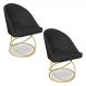 Kit 02 Cadeiras Poltrona de Jantar Bela Suede Preto Base Metálica Luxo Dourado - Pallazio