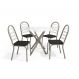 Conjunto de Mesa de Cozinha Redonda com Tampo de Vidro e 4 Cadeiras Monika Corino Preto e Nikel