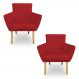 Kit 2 Poltronas Decorativa Leticia Suede Vermelho Pés Palito Castanho - Pallazio