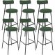 Kit 06 Banquetas Alta Bar Cozinha Sala De Jantar Em Aço Milão F01 Suede Verde Musgo - Lyam Decor