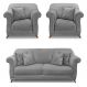 Kit 2 Poltronas e Sofá Living 2 Lugares 1,60m Vênus Veludo Cinza Grafite Pés Castanho - Pallazio