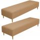Kit 02 Puffs Decorativo Sala de Estar Bali W01 Pés Palito 170x60cm Bouclê Mostarda - Lyam Decor