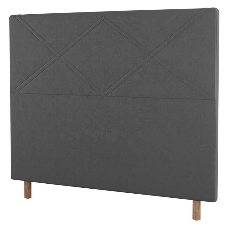 Cabeceira Cama Box Casal Queen Size Cairo 160cm Suede Cinza - Desk Design