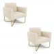Kit 2 Poltronas Base X Industrial Dourado Marisa Linho Bege A19 D03 - D'Rossi