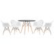 Mesa redonda Eames 100 cm preto + 4 cadeiras Eiffel DAW Branco